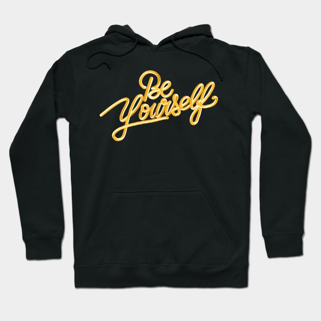 Be yourself 3D gold 1 Hoodie by Miruna Mares